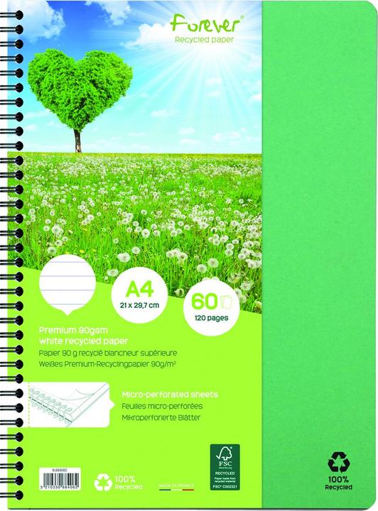 Produktbild Clairefontaine Spiralheft Forever Premium (A4, Kariert, Harter Einband)