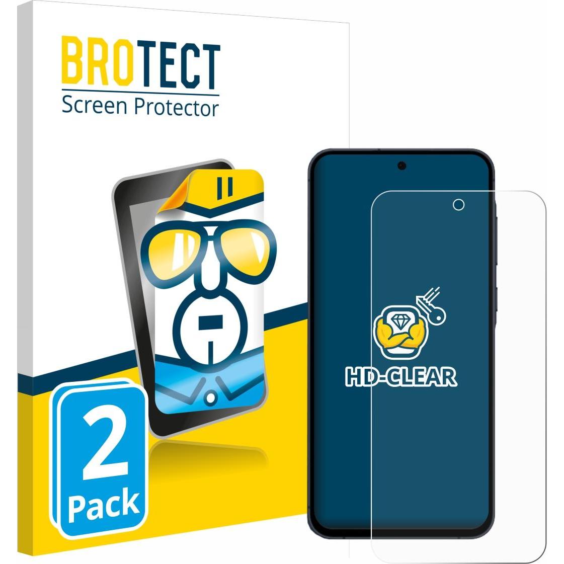 BROTECT Schutzfolie Displayschutz Displayschutzfolie Folie Klar Transparent (2 Stück, Samsung Galaxy A55), Smartphone Sc...