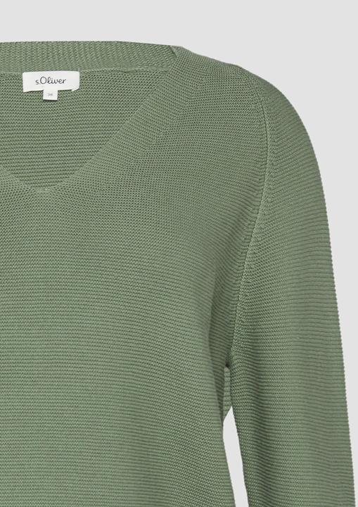 Produktbild S.Oliver Strickpullover Gerippter Strickpullover aus Baumwollmix mit V-Ausschnitt (48)