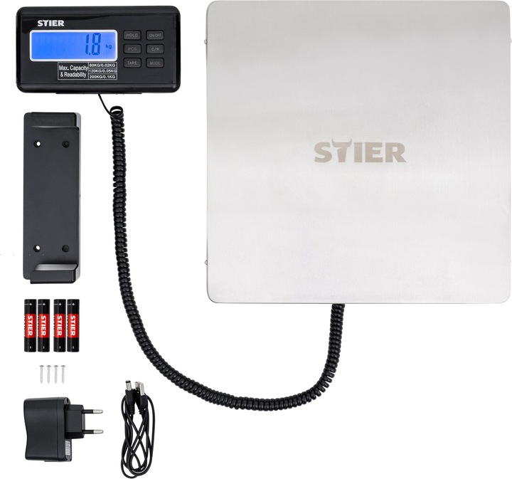 Actual product image Stier Parcel scale Platform scale up to 200 kg Stainless steel plate 30 x 30 cm