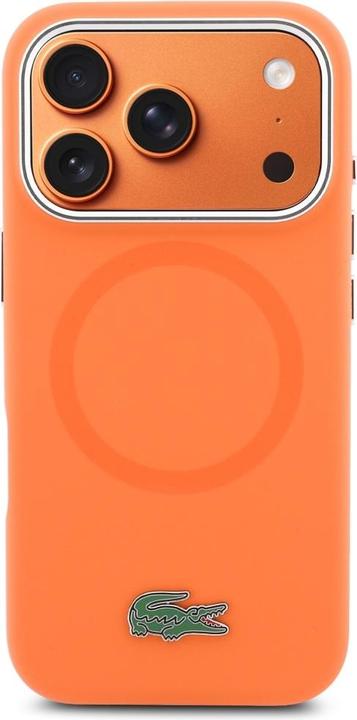 Actual product image Lacoste 17 Pro Back-Cover hul - MagSafe - Metal Edges And Logo - Orange (Apple iPhone 17 Pro)