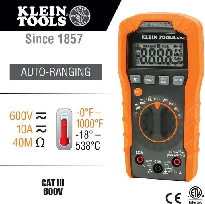 Actual product image Klein Tools Digital multimeters (CAT III 600V)