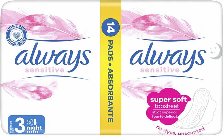 Actual product image Always Ultra Sensitive Night Sanitary Towels With Wings (14 x)