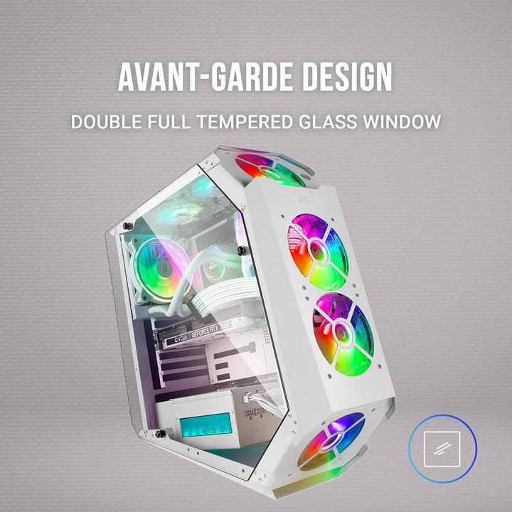 Immagine prodotto Mars Gaming Boitier Moyen Tour Atx Mc51 RGB Avec Panneaux Vitrés (Blanc) (ATX, mATX, Mini-ITX)