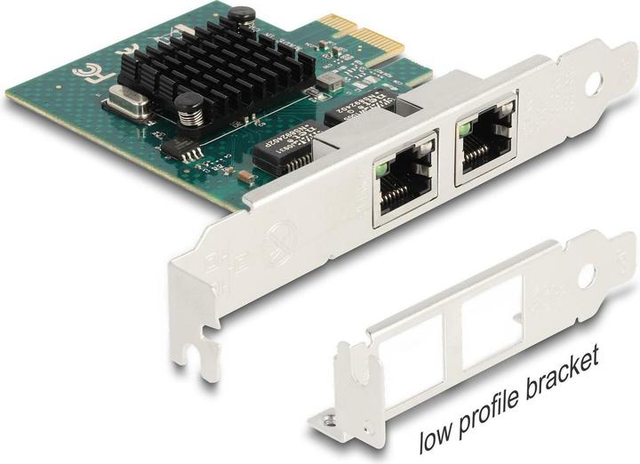 Image du produit Delock Carte PCI Express x1 vers 2 x RJ45 Gigabit LAN BCM (PCI-E x1)