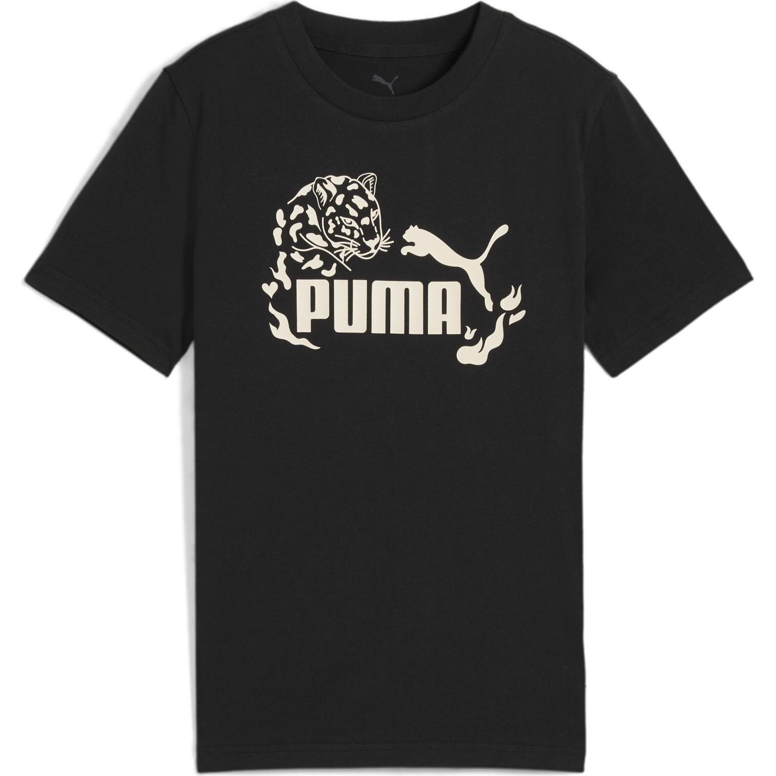 Puma, Mädchen, Sportshirt, FLAMING LOVE Graphic Tee G (128), Schwarz, 128