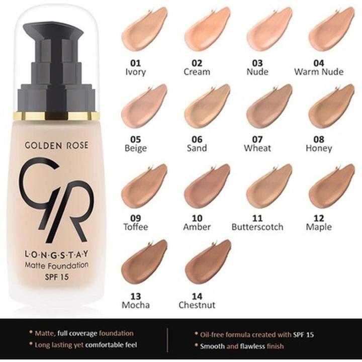 Actual product image Golden Rose Longstay Matte Foundation P-GLM 09 (P-GLM 09)
