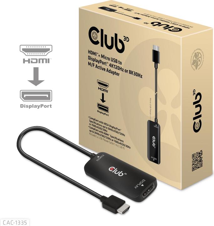 Produktbild Club 3D HDMI + Micro USB zu (DP, 6 cm)