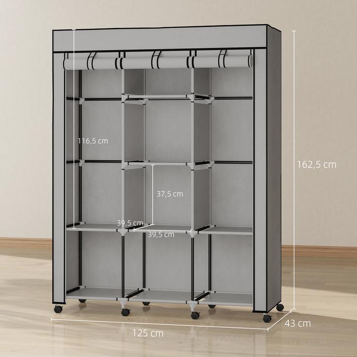 Immagine prodotto Homcom Stoffschrank Stahl, Vliesstoff Hellgrau