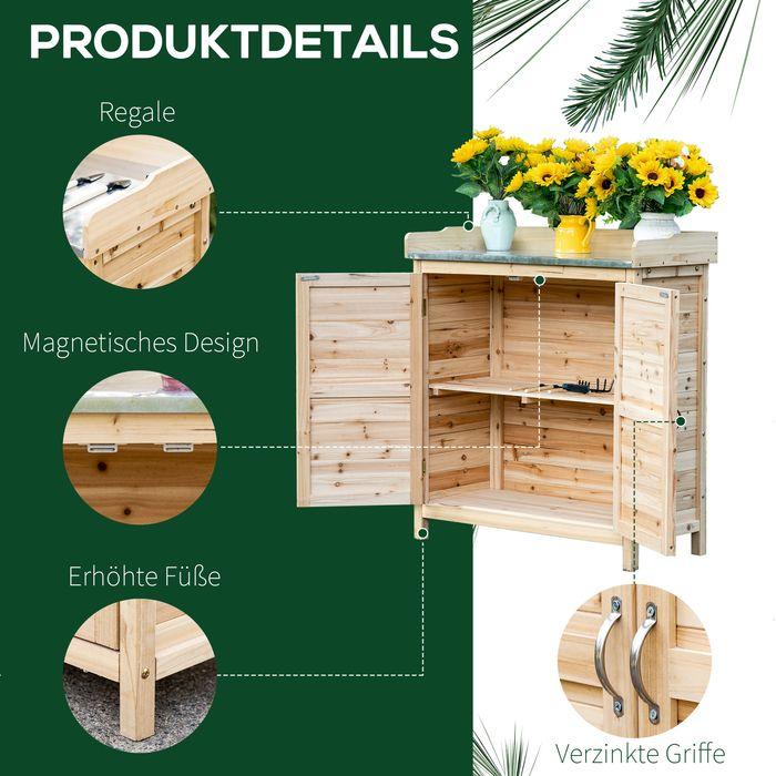 Produktbild Swisshandel24 Gartenschrank Pflanztisch mit Unterschrank Holz, 2 Einlegeböden, 83 x 40 x 92 cm