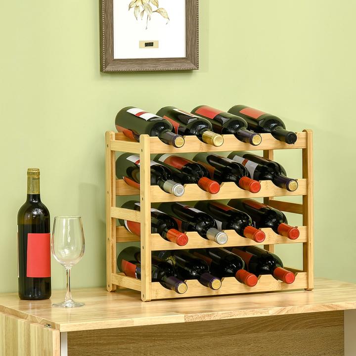 Image du produit Homcom Casier à vin avec grand espace de rangement (43 x 23.5 x 38 cm, 16 bouteilles)