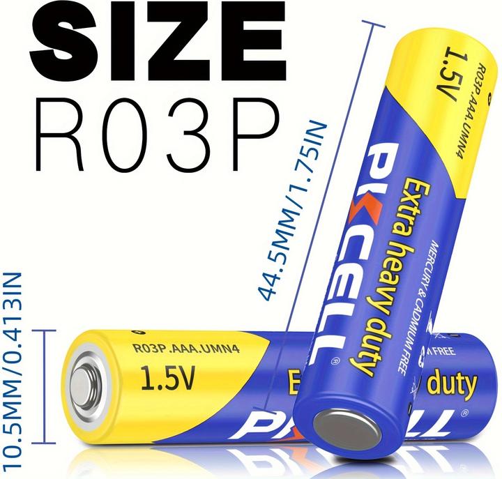 Actual product image Pkcell 12er Pack AAA 1.5V Zink-Kohlenstoff Batterien nicht wiederaufladbar (12 pcs., AAA)