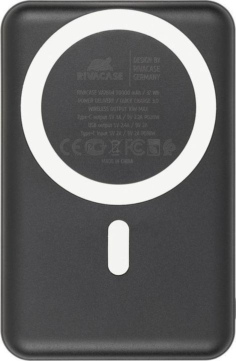 Actual product image Rivacase VA2604 Wireless Powerbank Magsafe Qi 15W, External battery with QC/PD 20W 10000 mAh fast charger (10000 mAh, 20 W, 18.50 Wh)