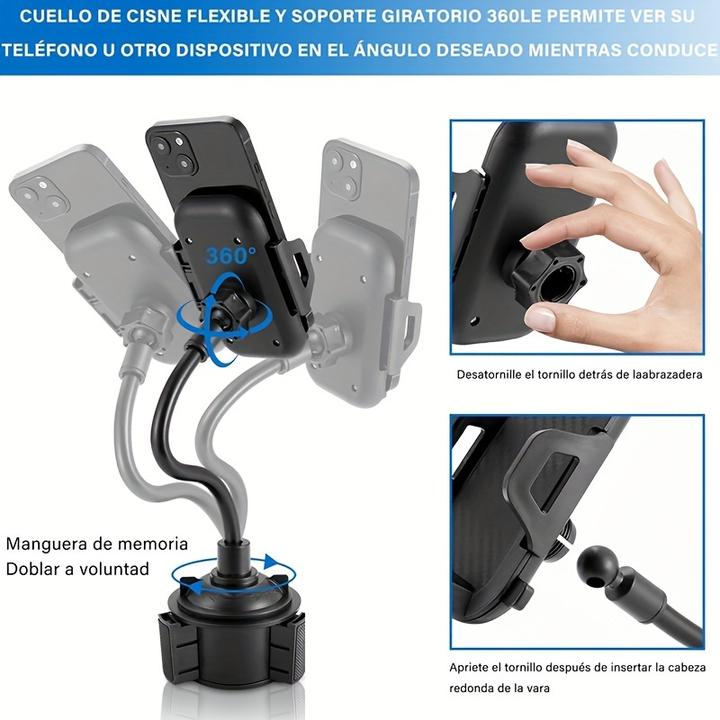 Produktbild PhoneLook Unversal Smartphone Halterung handsfree für im Auto für Getränkehalter flexibler Arm