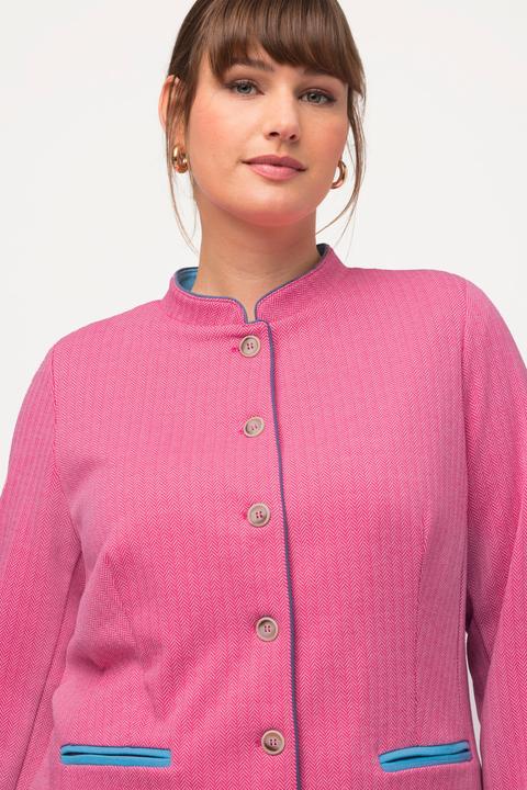 Actual product image Ulla Popken Stand Up Collar Button Front Herringbone Jacket (46)