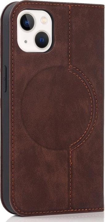 Actual product image Cover-Discount iPhone 15 Plus - MagSafe Flip Case RFID dark brown (Apple iPhone 15 Plus)