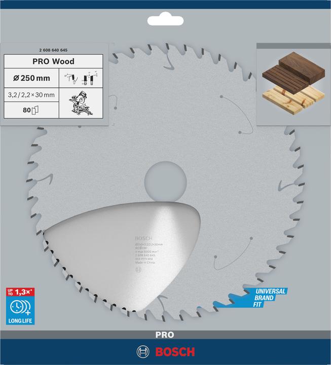 Produktbild Bosch Professional Zubehör PRO Wood Kreissägeblatt, 250 x 3.2 x 30 mm