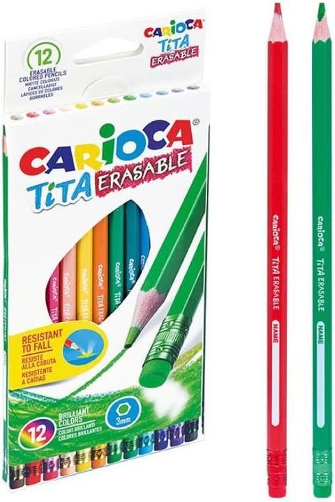 Actual product image Carioca Farveblyanter med viskelder, 3mm tip 12pcs. ass (3 mm, 12x)