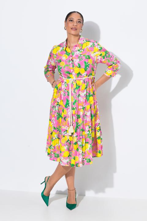 Image du produit Miamoda Blusenkleid, A-Linie, Midilänge, Zitronen-Muster (52)