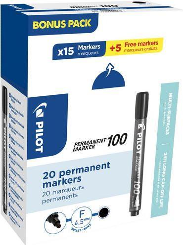 Immagine prodotto Pilot Marcatore permanente 100 XL (Nero, 4.50 mm, 20 x)