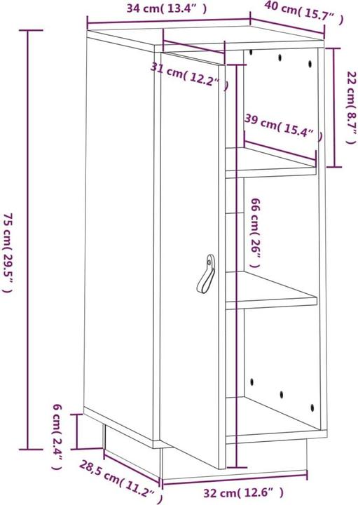 Produktbild vidaXL Sideboard (34 x 34 x 75 cm)