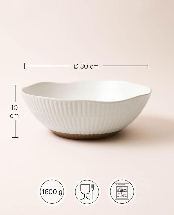Actual product image Esmée Large ceramic bowl / dish with wavy rim, Ø 30 x H 10 cm