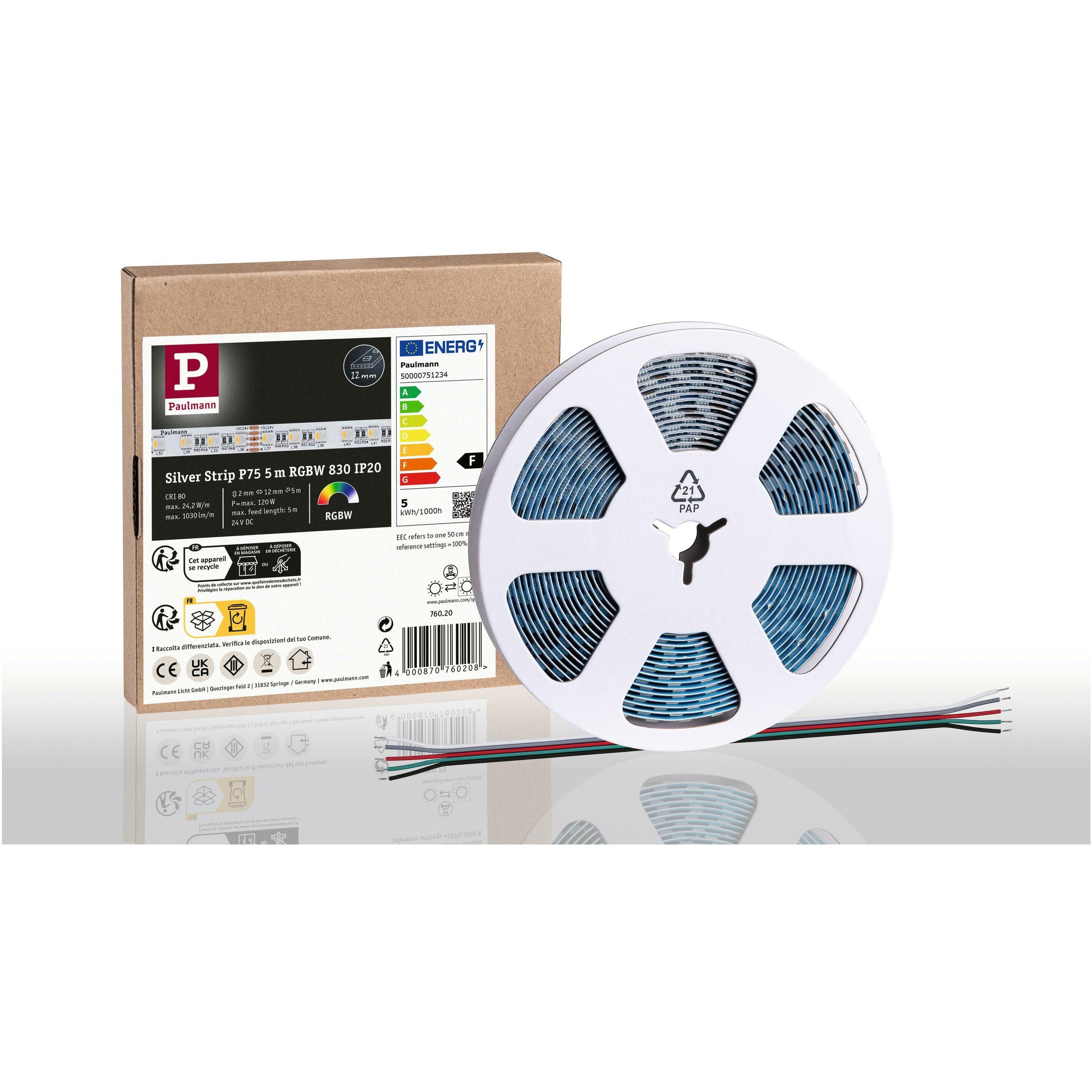 Paulmann, LED Streifen, Pro Strip Silver P75 (RGBW, 500 cm, Indoor)