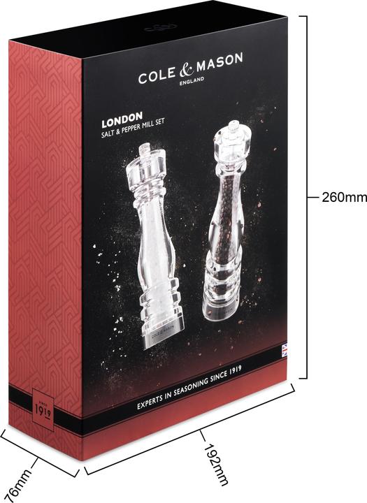 Actual product image Cole & Mason Cole&Mason salt and pepper mill London 22 cm, transparent (Salt, Pepper)