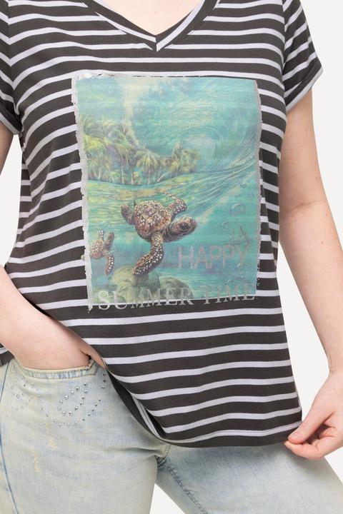 Actual product image Ulla Popken Striped Turtle short Sleeve Graphic Tee (62)