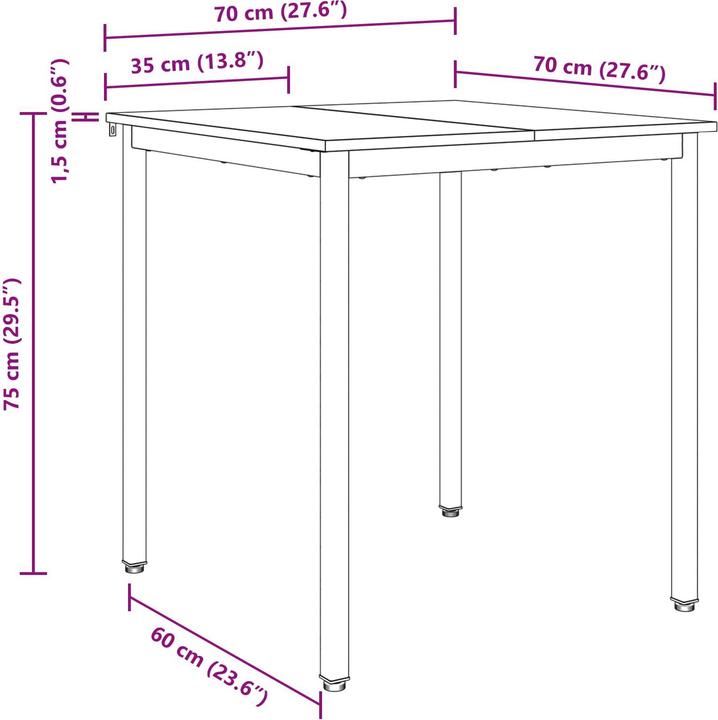Immagine prodotto vidaXL Esstisch (70 x 70 x 75 cm)