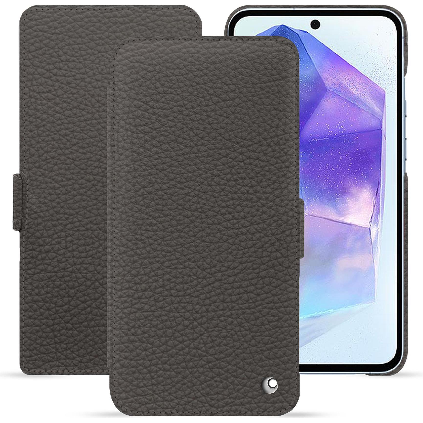 Noreve Lederschutzhülle horizontal (Samsung Galaxy A55), Smartphone Hülle, Grau