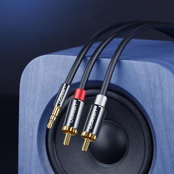 Productafbeelding Ugreen audiokabel 3,5 mm mini-jack - 2RCA 3m zwart (10590) (3 m, 3,5 mm aansluiting (AUX))