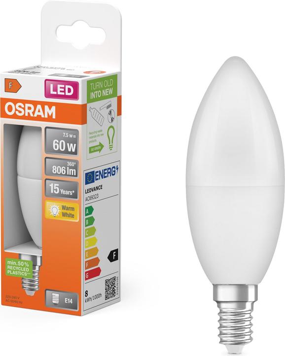 Actual product image Osram Star Classic B (E14, 7.50 W, 806 lm, 1 x, F)