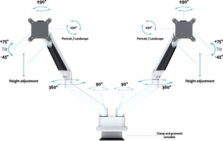 Actual product image Multibrackets HAGOR M - Mounting kit for 2 monitors (fully movable, adjustable double (Table, 32", 10 kg)