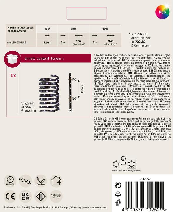 Image du produit Paulmann Votre LED Eco (RGB, 300 cm, Intérieur)
