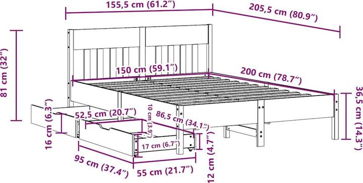 Image du produit vidaXL Bettgestell (150 x 200 cm)