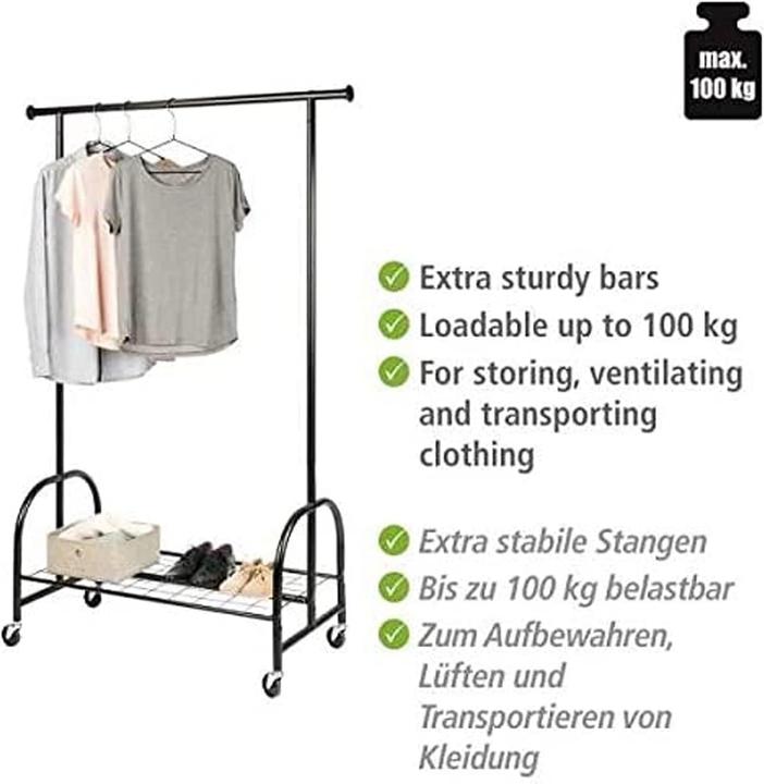 Actual product image Wenko Telescopic coat rack Profi 50696100 black metal 121.0 x 185.0 cm