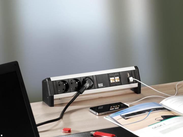 Actual product image Bachmann DESK 1, 2x socket (902.1131) (2x, CEE 7/3, Type 13, Type 23)