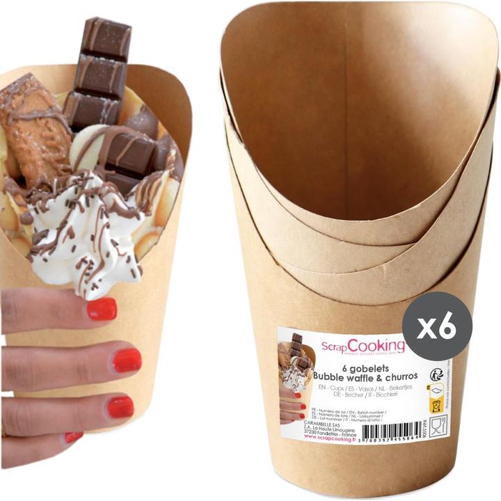 Actual product image ScrapCooking 6er Set Bubble Waffle und Churro Becher (6x)
