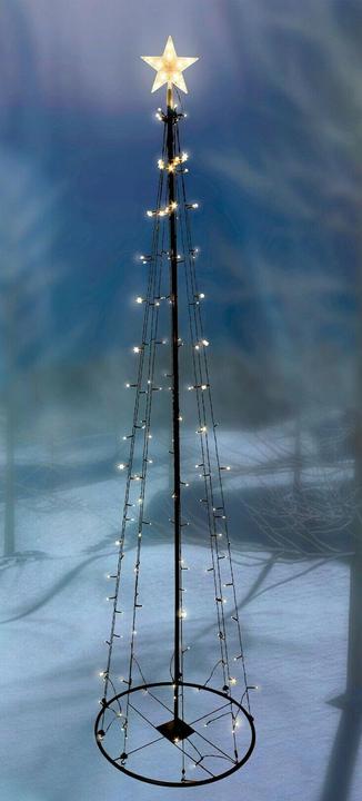Actual product image Inda-Exclusiv XL LED metal Christmas tree with star warm white 106 LEDs 180cm with 8 functions