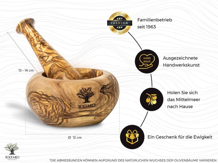 Actual product image Soltako Olive wood mortar