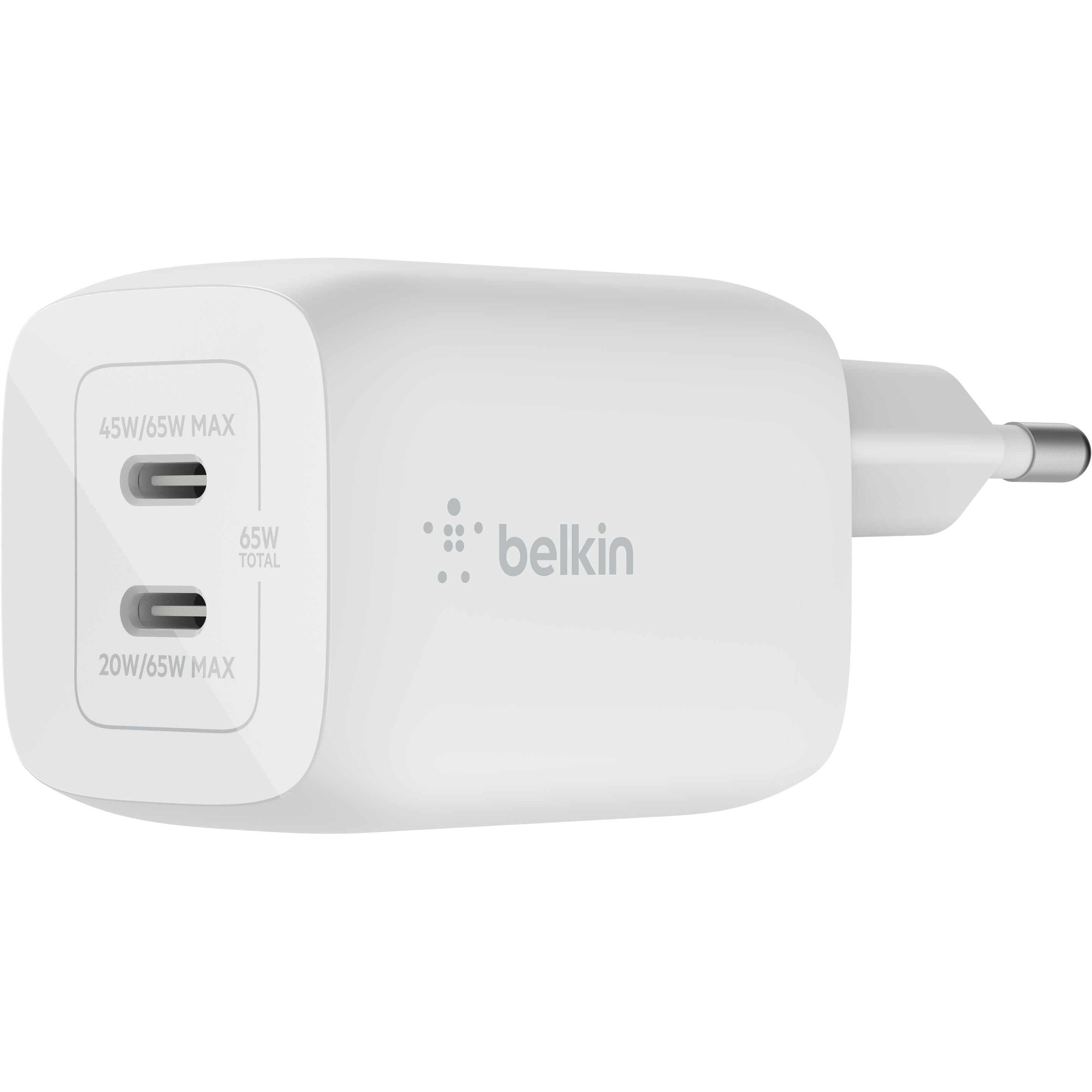 Belkin Boost Charge Pro 2-Port GaN Charger (65 W), USB Ladegerät, Weiss