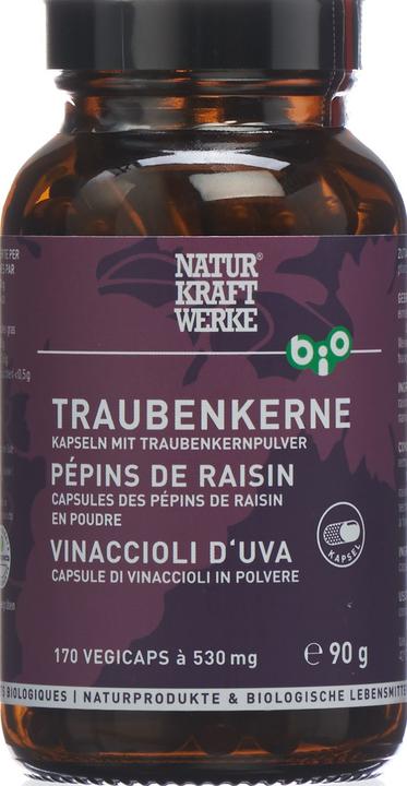 Image du produit NaturKraftWerke Pépins de raisin vegicaps à 530mg bio caps (170 pièce(s), Capsules, 300 g)