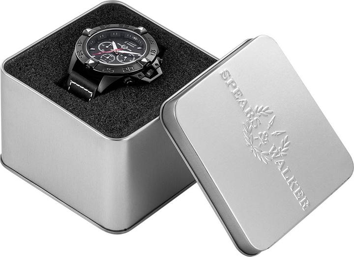 Produktbild Spears & Walker Herren Quarzuhr Varus II Echtleder schwarz - 23250 (Chronograph, 50 mm)