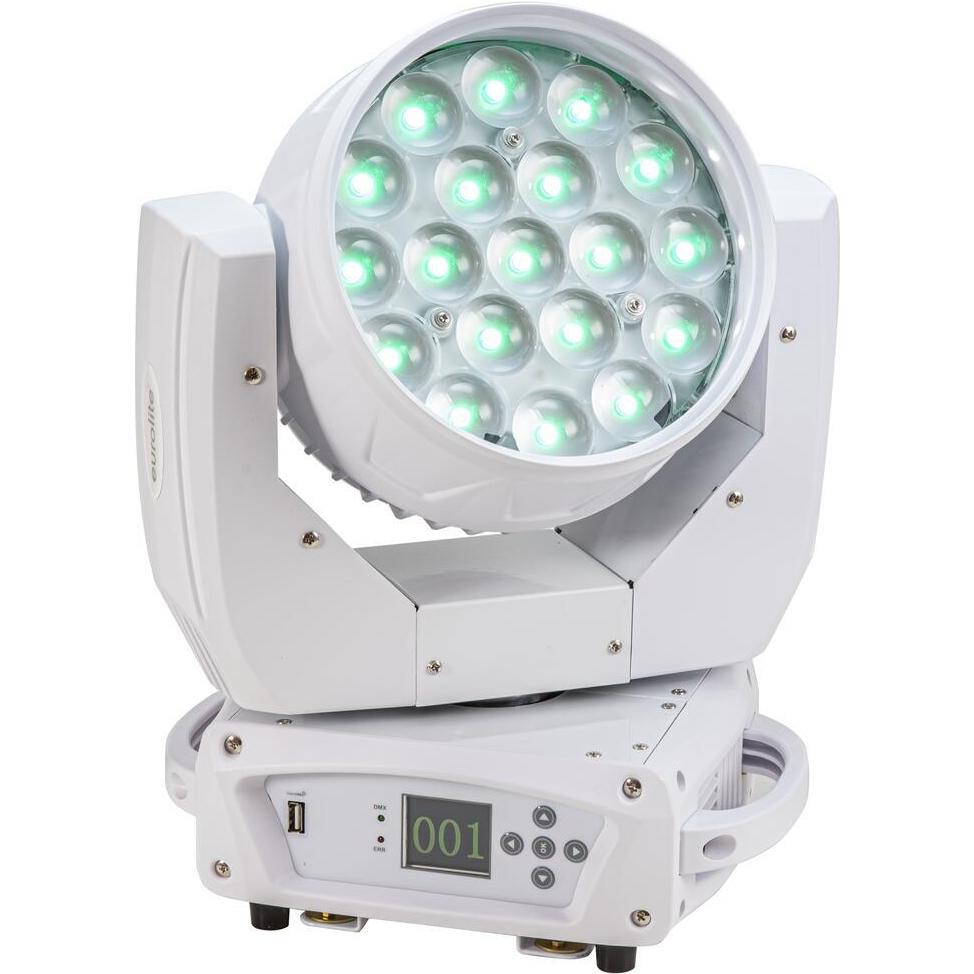 Eurolite Set 4x LED TMH-X4 Moving-Head Wash Zoom ws + Custodia con rotelle (15 W, LED), Faro, Bianco