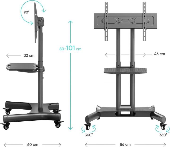 Immagine prodotto Onkron TV SET ACC MOBILE STAND/32-70"/BLACK TS1350-B (40.50 kg, 32" - 70")