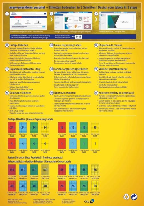 Nutritional values and ingredients Avery Organisation labels