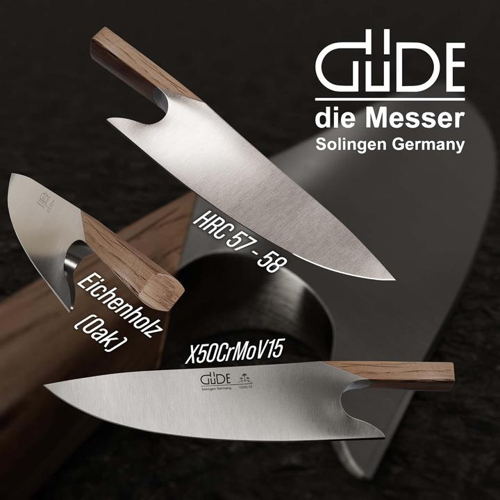 Actual product image Gude Solingen THE KNIFE forged 26 cm barrel oak Chefs knife Handmade Germany (26 cm)