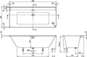 Produktbild Villeroy & Boch V&B Vorwand-Badewanne COLLARO 180x80 li m Ab u Überlgrt. bl matt we (148 l, 180 cm, 80 cm)