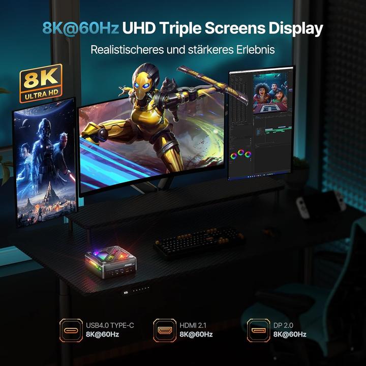 Immagine prodotto AceMagic Mini Gaming PC AM18 mit Ryzen 7 und DDR5 RAM (32 GB, AMD Ryzen 7 8845HS)